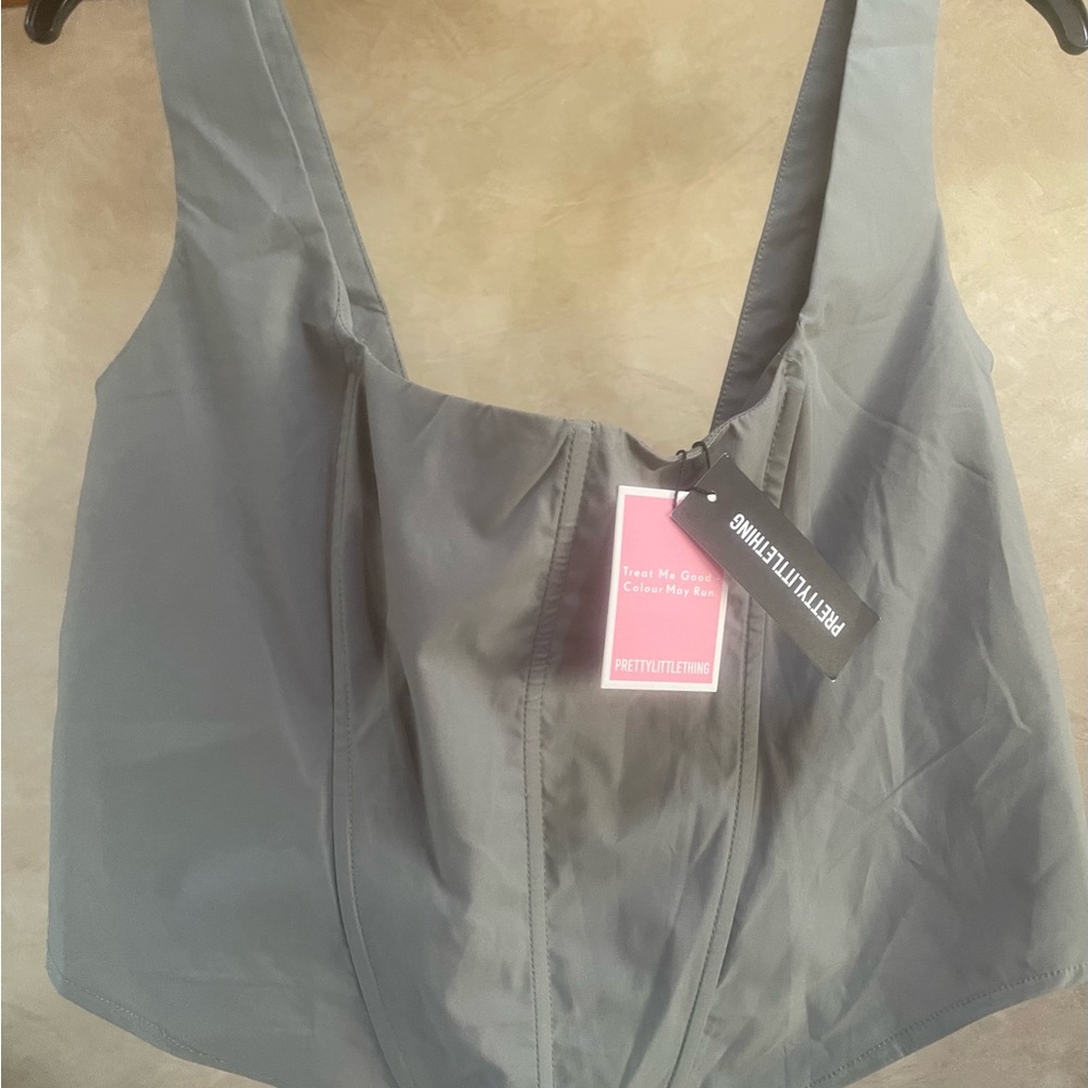 PrettyLittleThing Gray Sleeveless Top